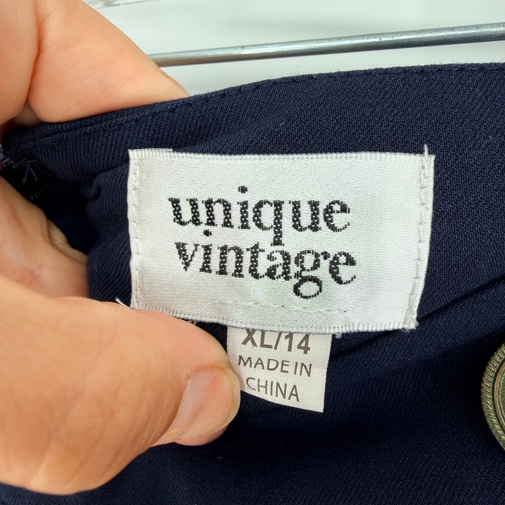 Unique Vintage High Waist Sailor Debbie Shorts Navy Gold Buttons Size XL Pinup - Picture 6 of 9